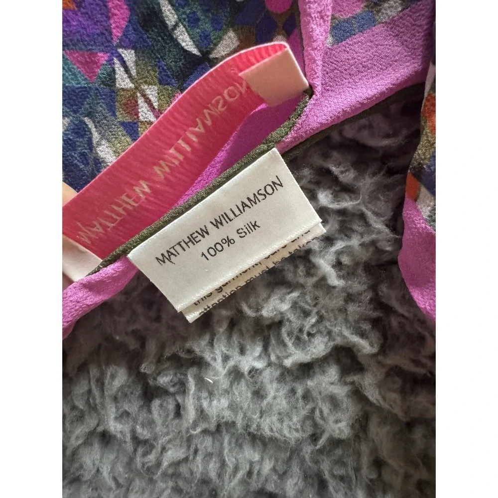 Matthew Williamson, Multicolored‎ 100% Silk Geometric Print Scarf 76